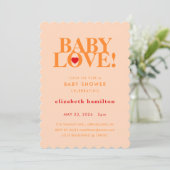 BABY LOVE! Bold Orange Baby Shower Invitation Einladung (Stehend Vorderseite)