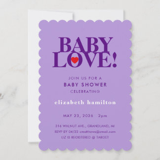 BABY LOVE! Fette lila Babyparty-Einladung Einladung