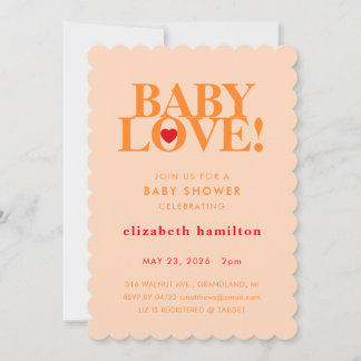 BABY LOVE! Fette orange Babyparty-Einladung Einladung
