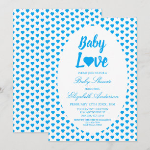 Baby Love Heart Junge Baby Shower Einladung