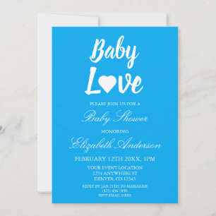 Baby Love Heart Junge Babyparty Einladung