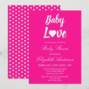 Baby Love Heart Mädchen Baby Shower Einladung