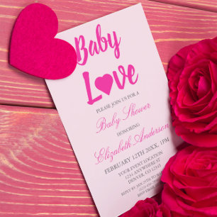 Baby Love Heart Mädchen Baby Shower Einladung