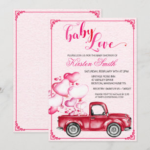 Baby Love Herz Ballons Baby Shower Einladung