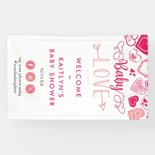"Baby Love" Valentine's Day Baby Shower Welcome Banner (Horizontal)