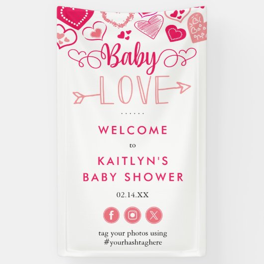 "Baby Love" Valentine's Day Baby Shower Welcome Banner (Vertikal)
