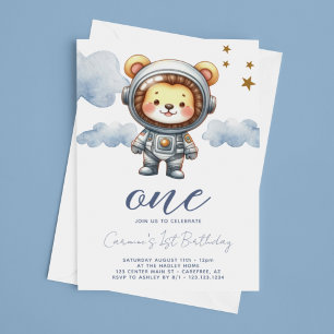 Baby Löwe Astronaut 1. Geburtstag Einladung