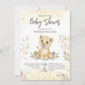 Baby Löwe gelbe goldbraune Babydusche einladen Einladung (Vorderseite)