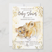 Baby Löwe gelbe goldbraune Babydusche einladen Einladung (Vorderseite)