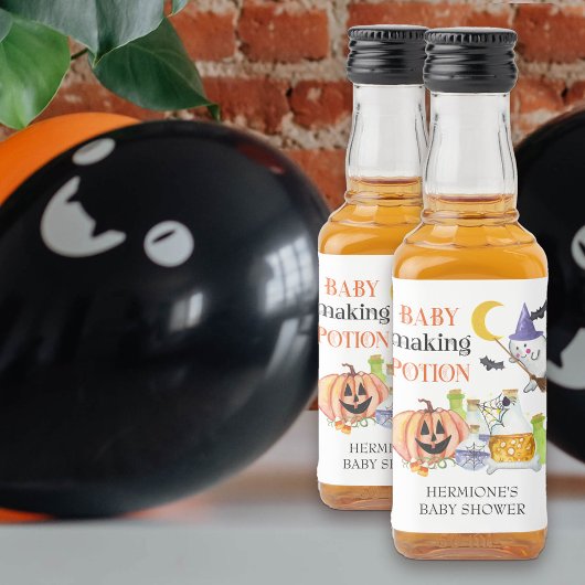 Baby Maaking Pose Halloween Baby Dusche Mini Alkoholflaschenetikett