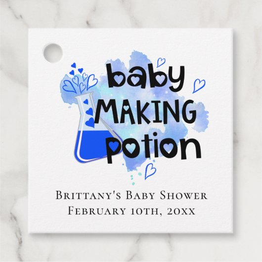 Baby Maaking Potion Blue Hearts Mini Flasche Geschenkanhänger (Vorderseite)