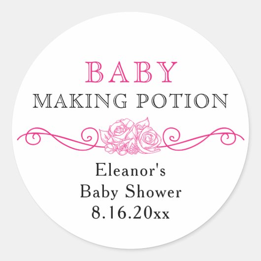 Baby Maaking Potion Pink Baby Dusche Pflegeaufkleb Runder Aufkleber (Vorderseite)