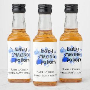 Baby-Machendes Elixier Baby Shower Favor Blaues He Alkoholflaschenetikett