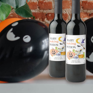 Baby-Machendes-Elixier Halloween-Baby-Shower Weinetikett
