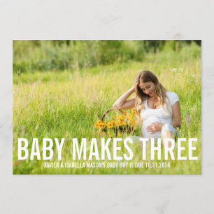 Baby macht drei   Schwangerschafts-Mitteilung Ankündigung