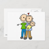 Baby macht drei T - Shirt und Geschenke Postkarte (Vorne/Hinten)