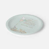 Baby macht Drei Tandembike mit Babysitz nach Maß Pappteller (Schrägansicht)