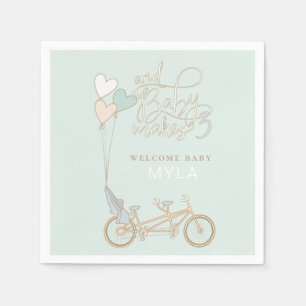 Baby macht Drei Tandembike mit Babysitz nach Maß Serviette