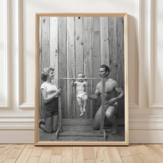 Baby macht Klimmzüge Wandkunst, Bodybuilder Famili Poster