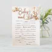 BABY MAD LIBS Baby Showgame Niedlich Bear Einladung (Stehend Vorderseite)