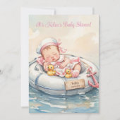 Baby Mädchen an Bord Einladung (Vorderseite)