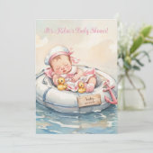 Baby Mädchen an Bord Einladung (Stehend Vorderseite)