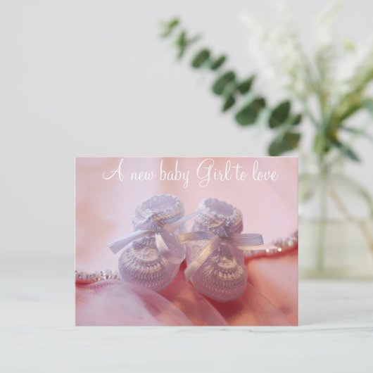 Baby Mädchen Ankündigungspostkarte (Stehend Vorderseite)