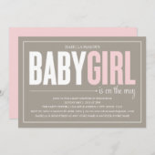 Baby Mädchen | Brown Einladung (Vorne/Hinten)