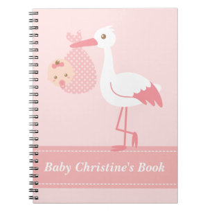 Baby-Mädchen-Buch - Storch liefert Baby-Mädchen Notizblock