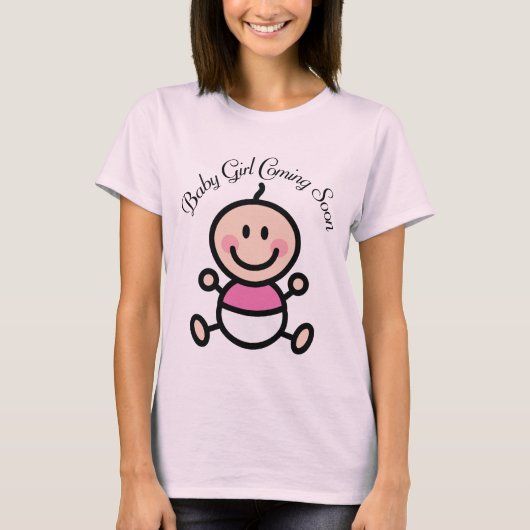 Baby-Mädchen, das bald Strichmännchen MaternityTee T-Shirt (Vorderseite)
