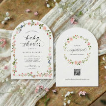 Baby Mädchen Dusche Rosa Wasserfarbe Floraler Boge