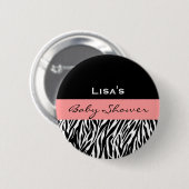 Baby-Mädchen-Duschemoderner Schwarz-weißer rosa Button (Vorne & Hinten)