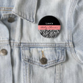 Baby-Mädchen-Duschemoderner Schwarz-weißer rosa Button (Beispiel)