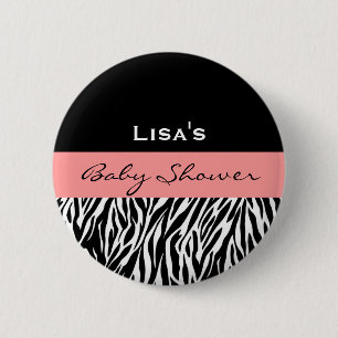 Baby-Mädchen-Duschemoderner Schwarz-weißer rosa Button