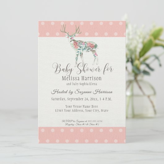 Baby-Mädchen-Duschen-einfache moderne Einladung (Stehend Vorderseite)