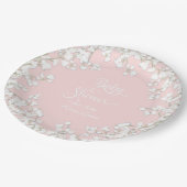 Baby-Mädchen-Duschen-Skript-GipskrautWreath Pappteller (Schrägansicht)