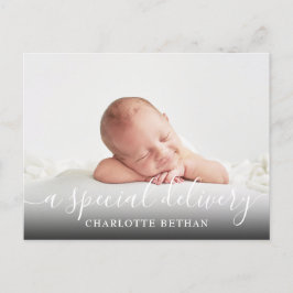 Baby Mädchen Eine besondere Lieferung Schrift Rosa Ankündigungspostkarte