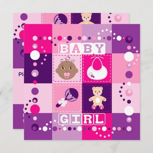 Baby Mädchen Einladung (Vorne/Hinten)