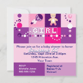 Baby Mädchen Einladung (Rückseite)