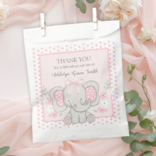 Baby Mädchen Elefant Rosa Punkte Sip See Baby-Part Geschenktütchen