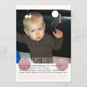 Baby-Mädchen-erste Geburtstags-Party Einladung