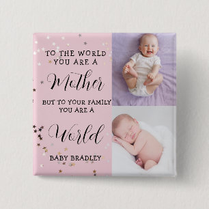 Baby Mädchen Erstes Jahr Foto-Collage Andenken ros Button