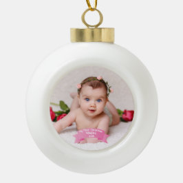 Baby-Mädchen-erstes WeihnachtsFoto Keramik Kugel-Ornament