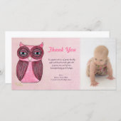 Baby-Mädchen-Eule danken Ihnen Dankeskarte (Vorne/Hinten)