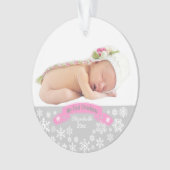 Baby-Mädchen-Foto-erstes Weihnachten der Ornament (Vorderseite)