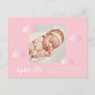 Baby Mädchen Foto Hübsches Rosa Twinkle Twinkle Ge Ankündigungspostkarte