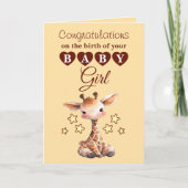 Baby Mädchen Gratulation Giraffe Pfirsich Karte (Vorderseite)