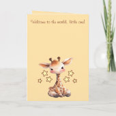 Baby Mädchen Gratulation Giraffe Pfirsich Karte (Rückseite)
