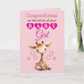 Baby Mädchen Gratulation Giraffe rosa Karte (Vorderseite)