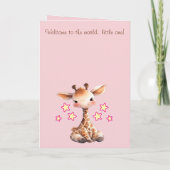 Baby Mädchen Gratulation Giraffe rosa Karte (Rückseite)